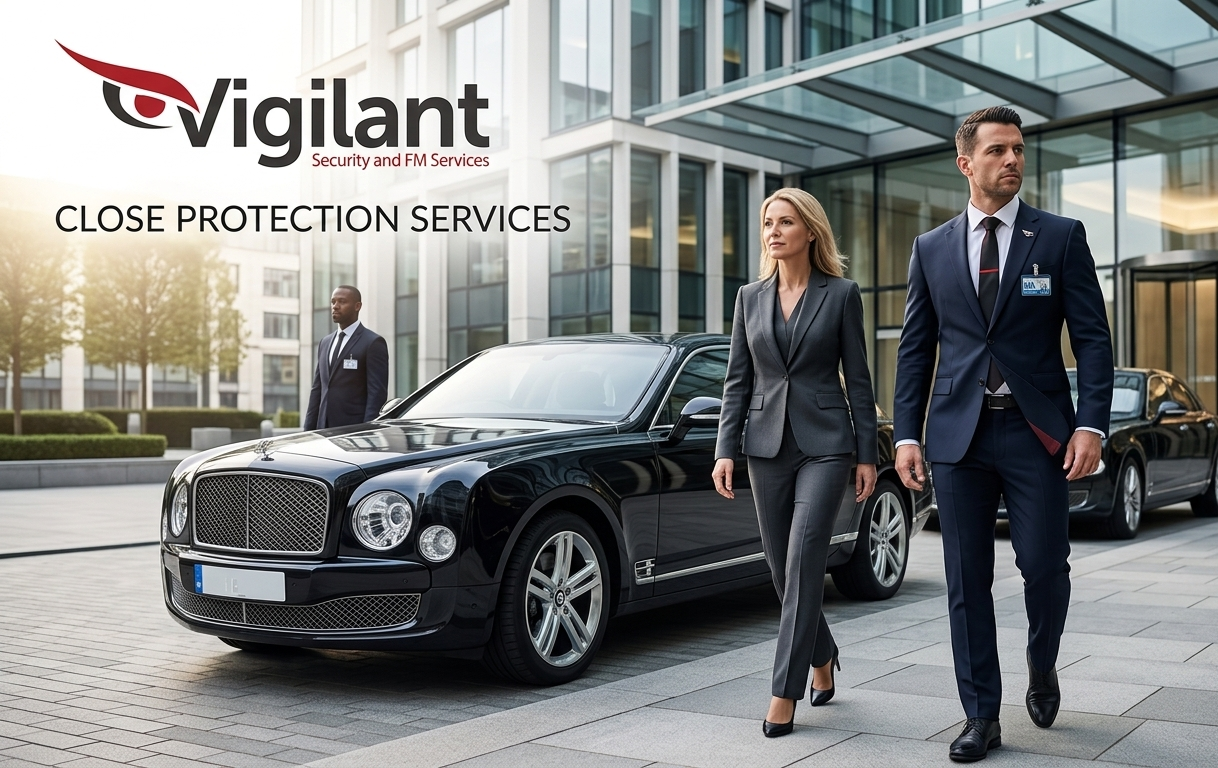 Close protection officer accompanying a client